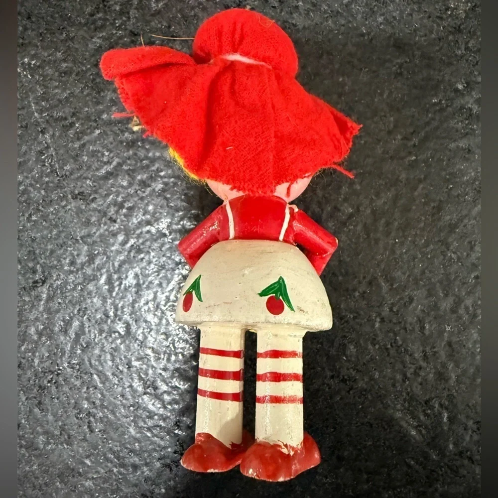 3 Vintage Wooden Doll Holiday Christmas Ornaments Made‎ in Taiwan